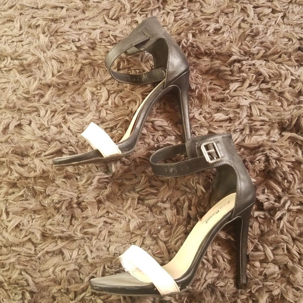 Black and white high heels